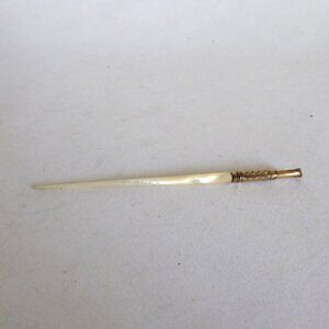 VINTAGE L.W. F. & Co. MOTHER OF PEARL GOLD PLATED QUILL PEN INK DIP PEN HOLDER